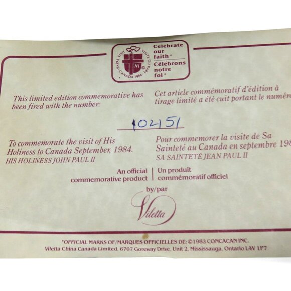 POPE Papal CANADA Visit 1980s Plate And Figure John Paul II - Picture 4 of 11